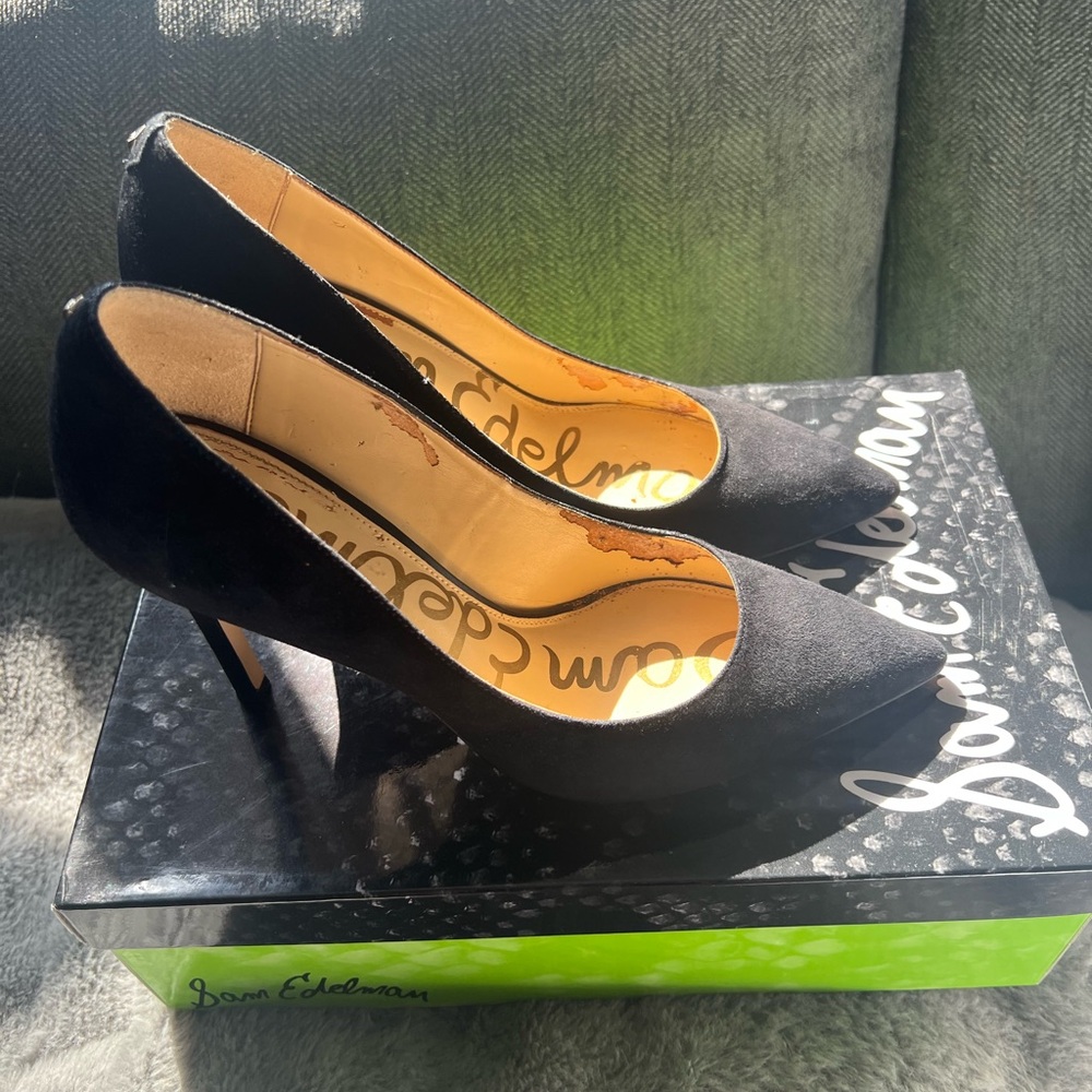 Sam Edelman Hazel Pointed Toe Pump in Black Suede